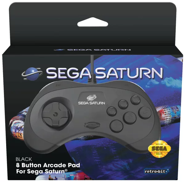 Retro-Bit 8 Button Arcade Controller / Control Pad for Sega Saturn (EU) (OVP) (neu) - Sega Saturn