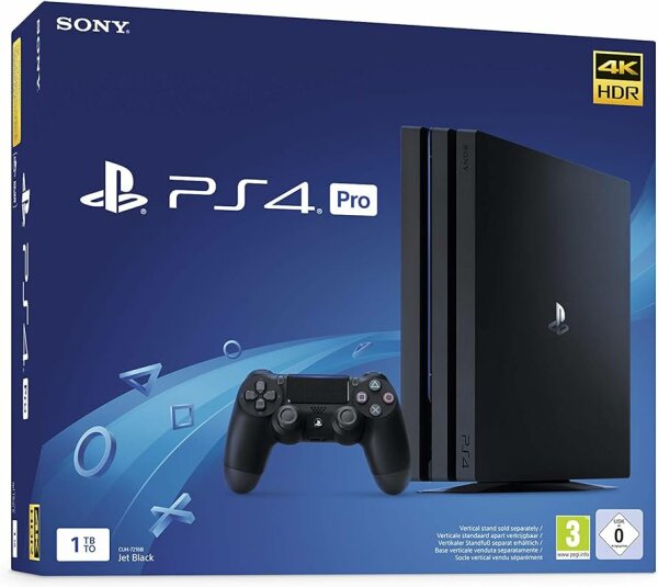 PlayStation 4 Pro - Jet Black (EU) (CUH-7216B, 1TB) (OVP) (sehr guter Zustand) - PlayStation 4 (PS4)